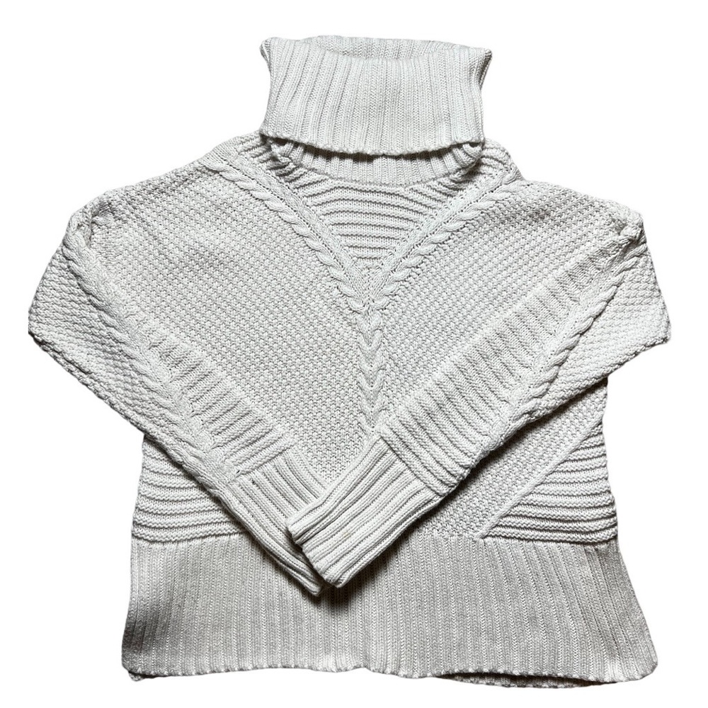 RACHEL ASHWELL Cotton Turtleneck Sweater white women size M